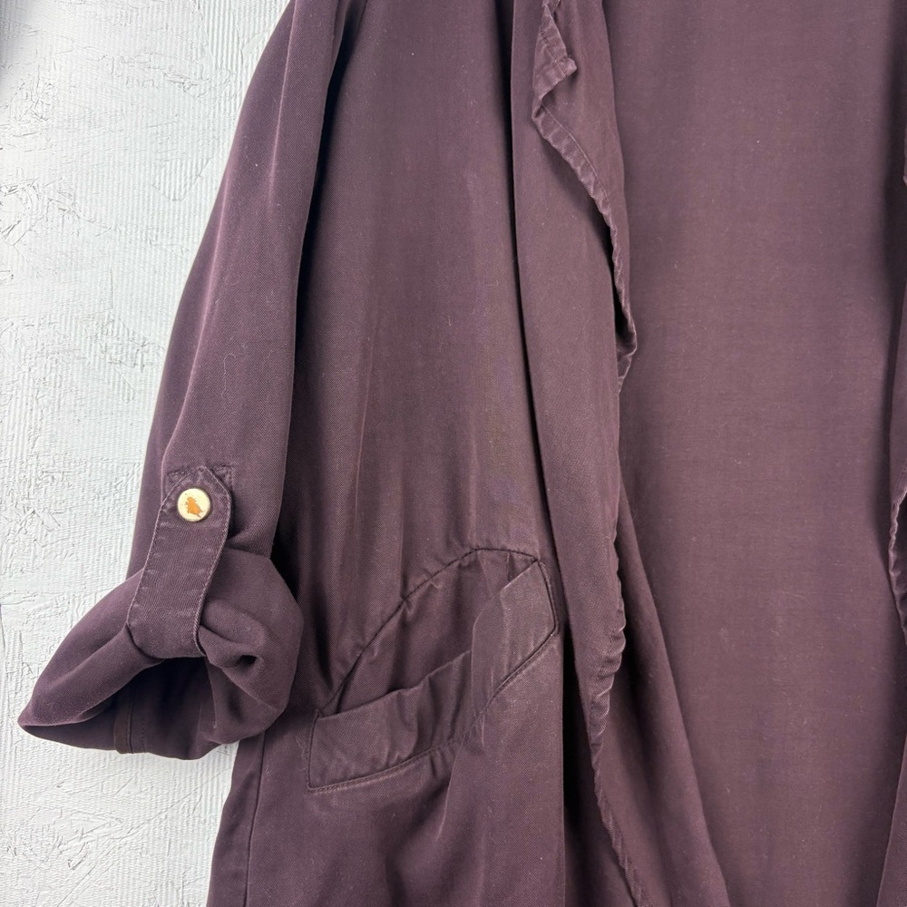 H&M Conscious Lyocell Eggplant Open Front Cardigan Jacket With Pockets Sz 12 - Picture 10 of 11